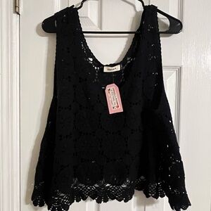 ADORA Black Crochet Tank Top